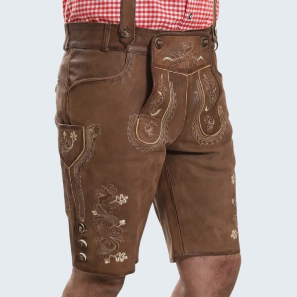 Authentic Lederhosen Men Shorts with Suspenders