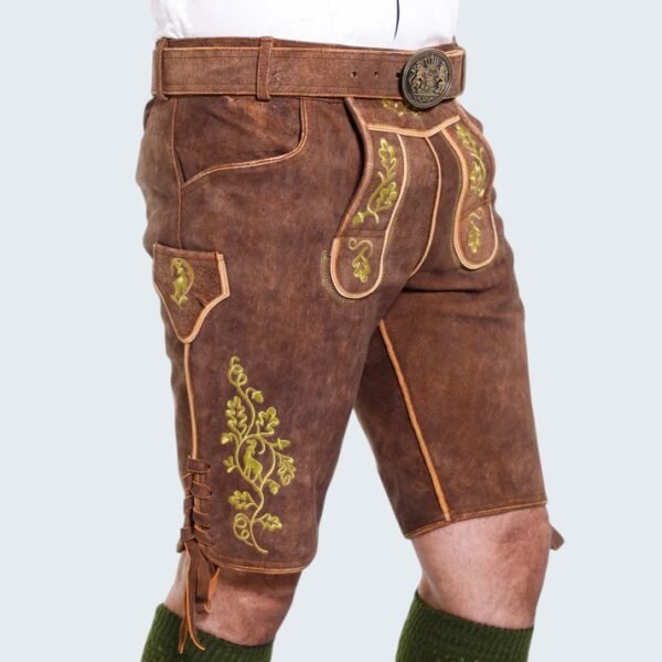 Bavarian Style Lederhosen Men in Cherry Brown