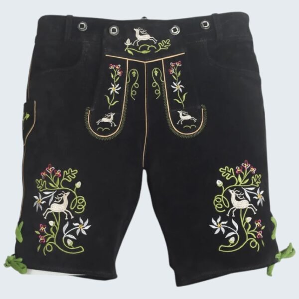 Black Lederhosen Men with Suspenders