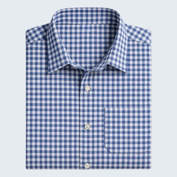 Checkered Men lederhosen shirt in Ice Blue