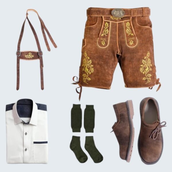 Cherry Brown Lederhosen Outfit Set