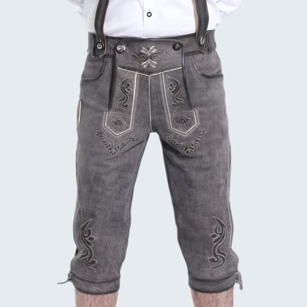 Dark Grey Bavarian Knee-Length Trachten Bundhosen