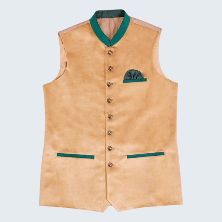 Golden Caramel Radiance Leather Waistcoat in Warm Brown Golden Caramel Radiance Leather Waistcoat in Warm Brown