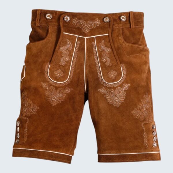 Hazelnut Brown Oktoberfest Lederhosen Shorts with Suspenders