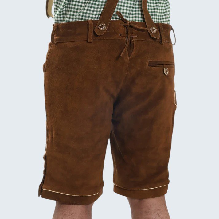 Hazelnut Brown Oktoberfest Lederhosen Shorts with Suspenders2 Hazelnut Brown Oktoberfest Lederhosen Shorts with Suspenders - Image 2