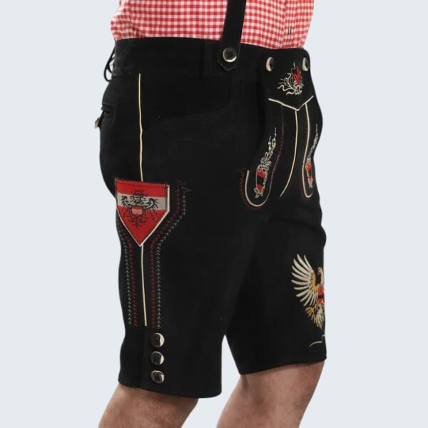 Lederhosen Men Adler Black with Suspenders