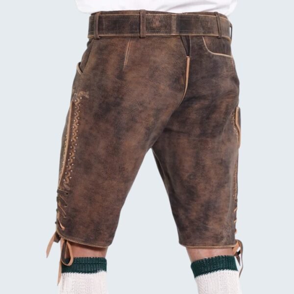 luxurious sepia raw brown lederhosen with alpine flair