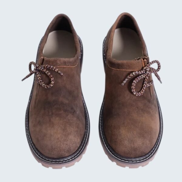 Luxurious Side Lace Brown Leather Bavarian Shoes