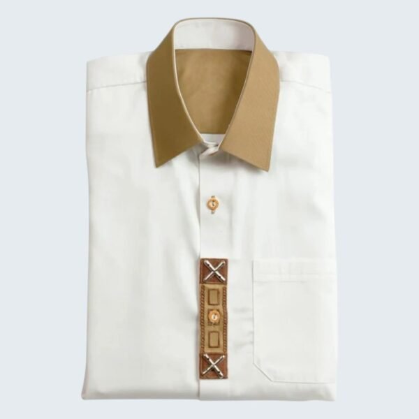 Men's Trachten Shirt Classic German White with Patch Detailing