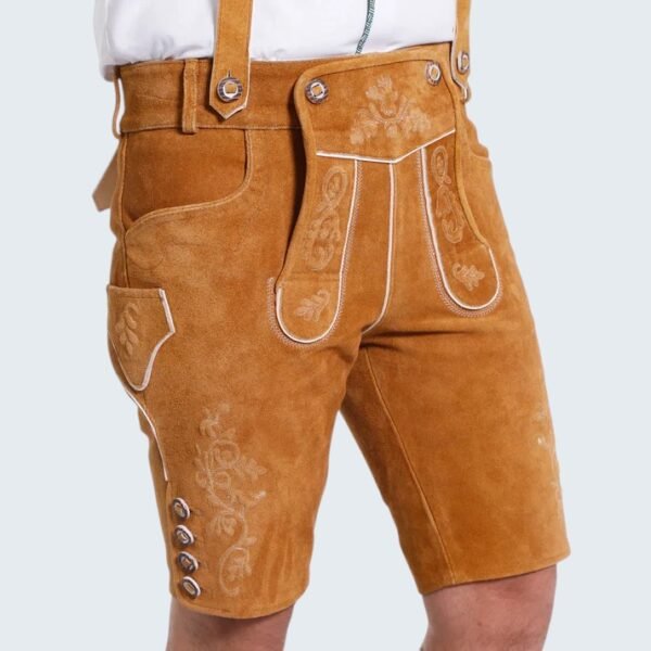 Natural Brown Trachten Lederhosen with Suspenders