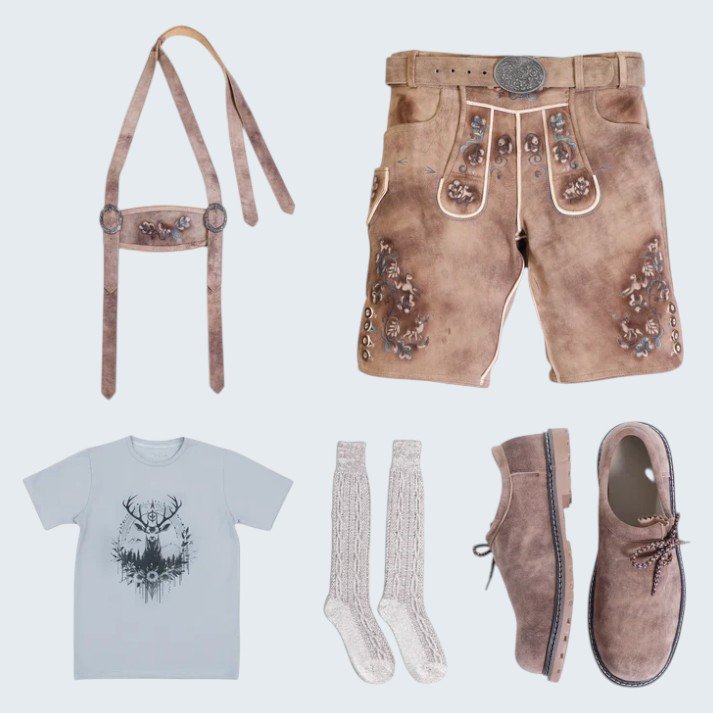 Smoke Gray Lederhosen Outfit Set Smoke Gray Lederhosen Outfit Set