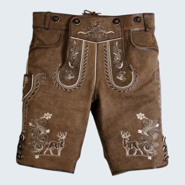 Trachten Style Wild Brown Lederhosen with Suspenders