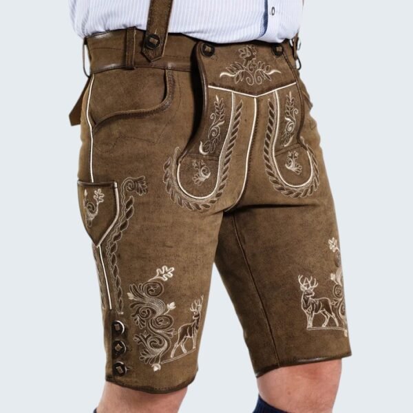 Trachten Style Wild Brown Lederhosen with Suspenders