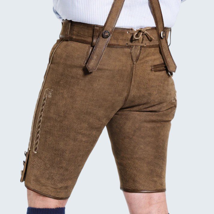 Trachten Style Wild Brown Lederhosen with Suspenders2 Trachten Style Wild Brown Lederhosen with Suspenders - Image 2