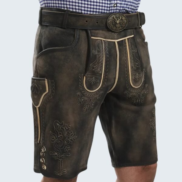 Vintage Graphite Alpine Lederhosen Men