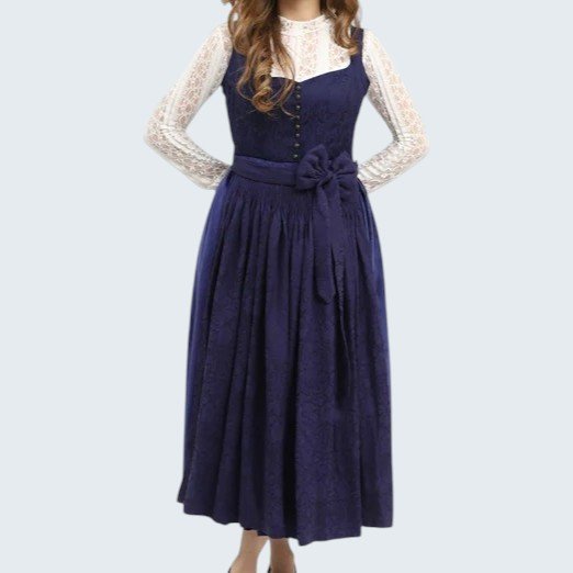 Luxury Embossed Blue Midi Dirndl Luxury Embossed Blue Midi Dirndl