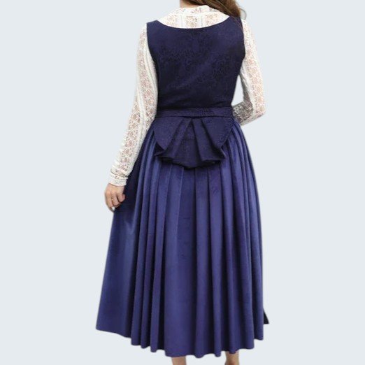 Luxury Embossed Blue Midi Dirndl2 Luxury Embossed Blue Midi Dirndl - Image 2