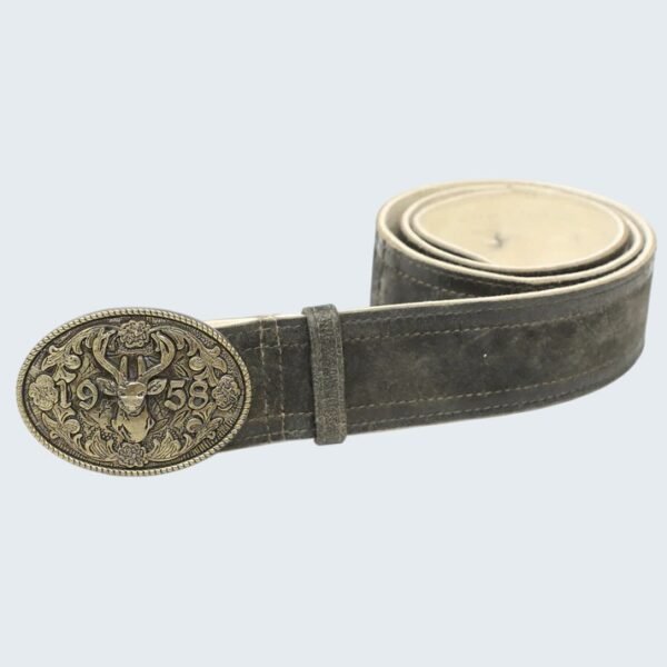 Vintage Graphite Lederhosen Traditional Belt
